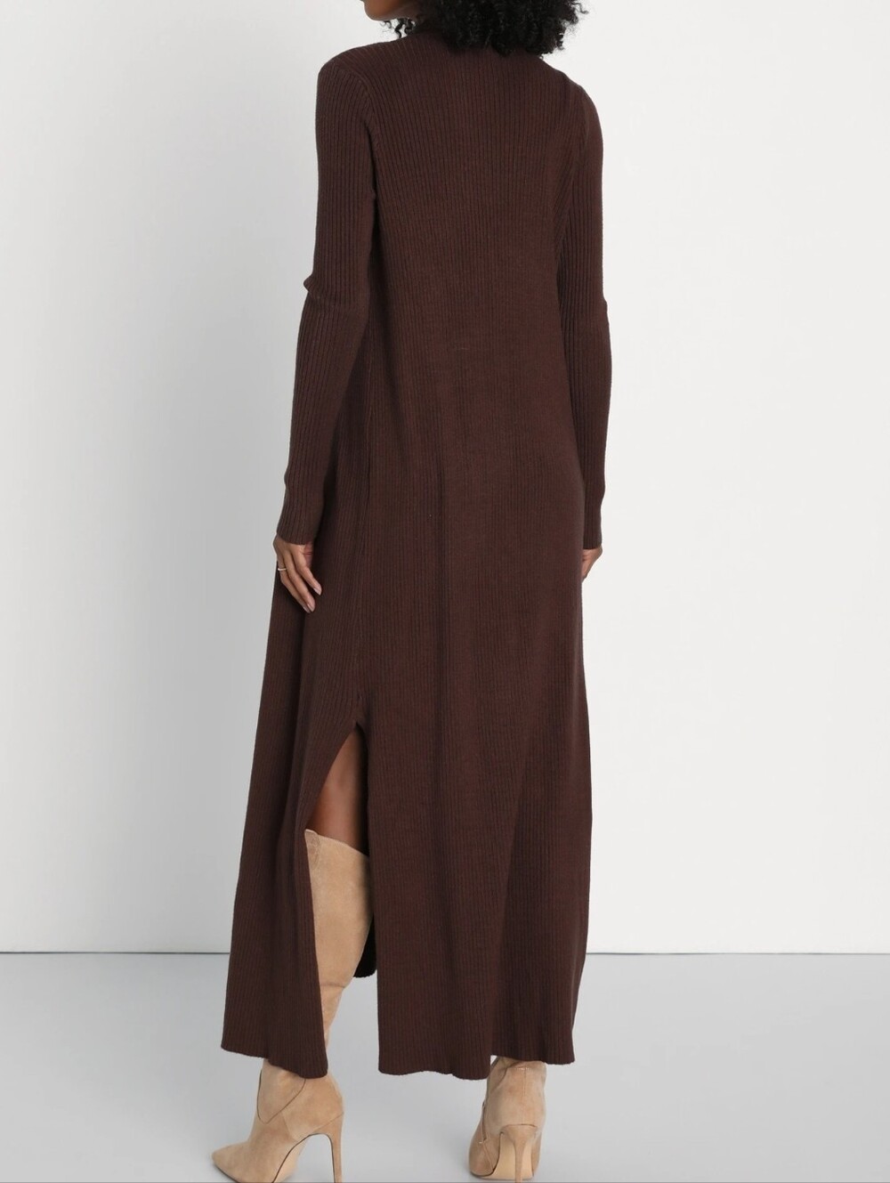Lulus Layer Lover Brown Ribbed Knit Midi Cardigan Sweater - Size Medium - New!